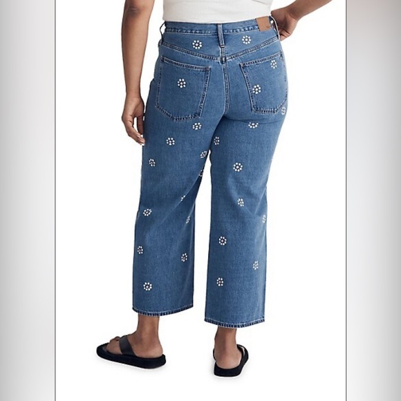 NWT MADEWELL The Perfect Vintage Stamped Floral Wide-Leg Cropped Jeans - Picture 2 of 4
